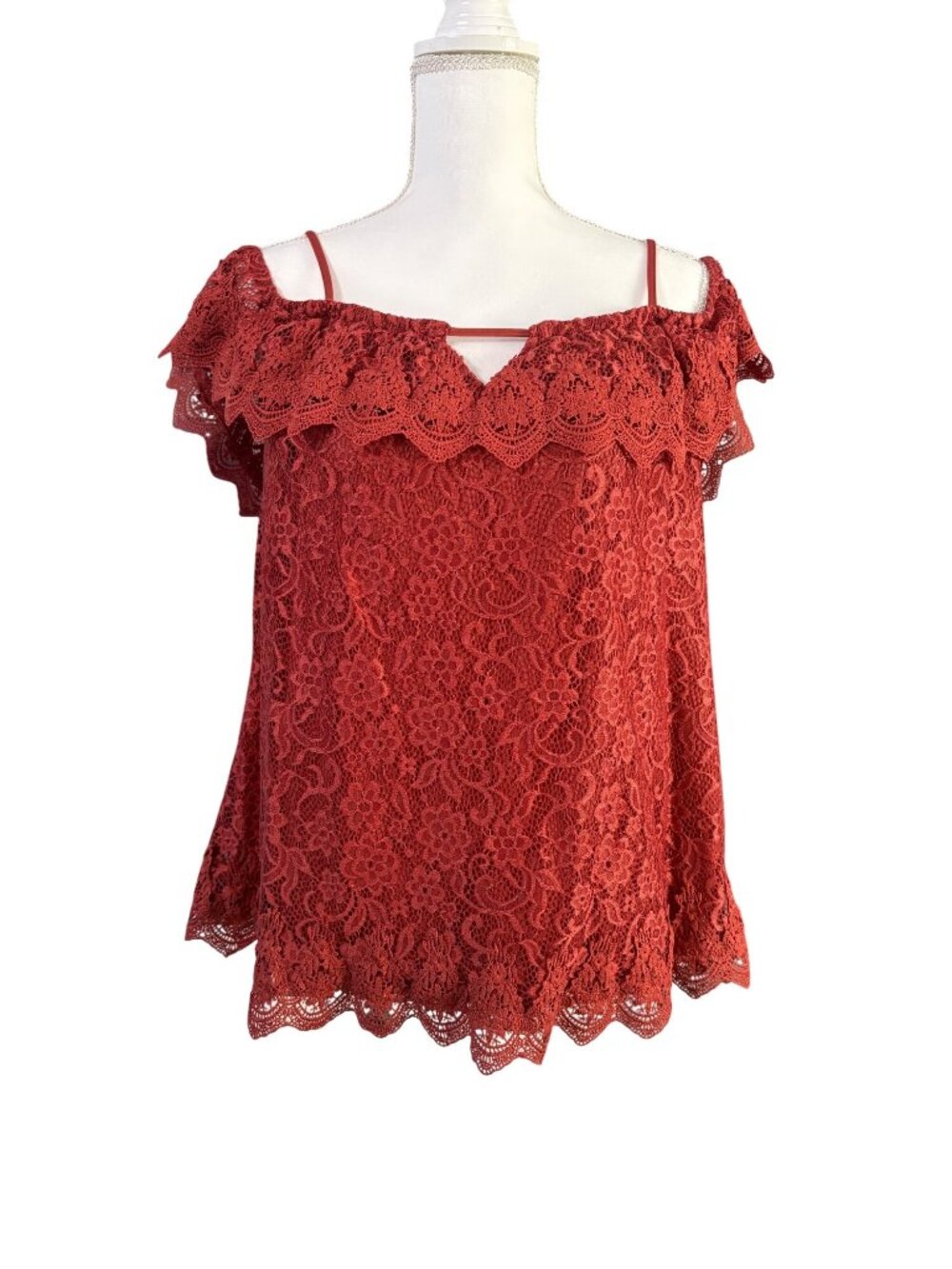 No Boundaries Fairy Lace Off Shoulder Bohemian Burnt Orange Cottagecore Top 3X